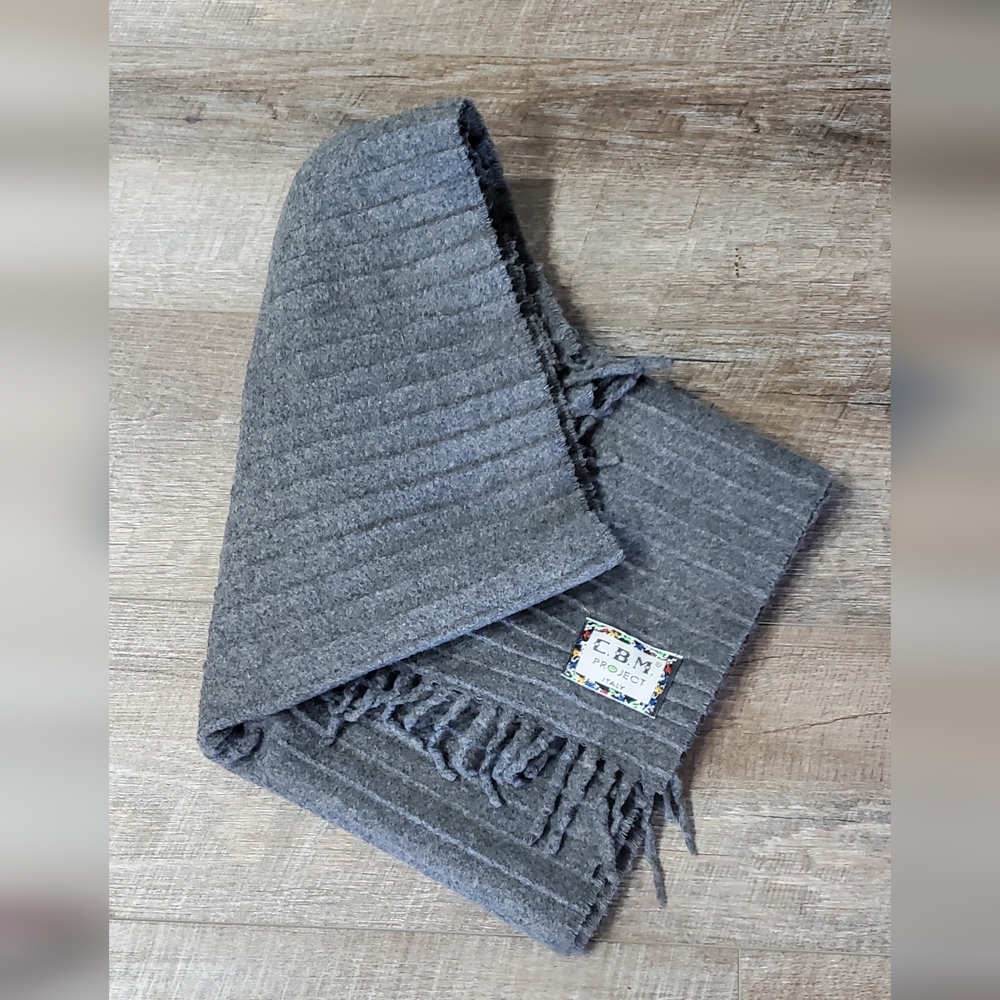 CBM PROJECT  ITALY Wool Gray Ribbed Scarf⚜️🖤⚜️